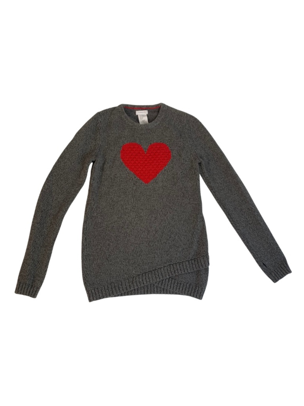 Tahari Grey Pullover Heart Sweater Girl's L 10/12 Cozy Fall